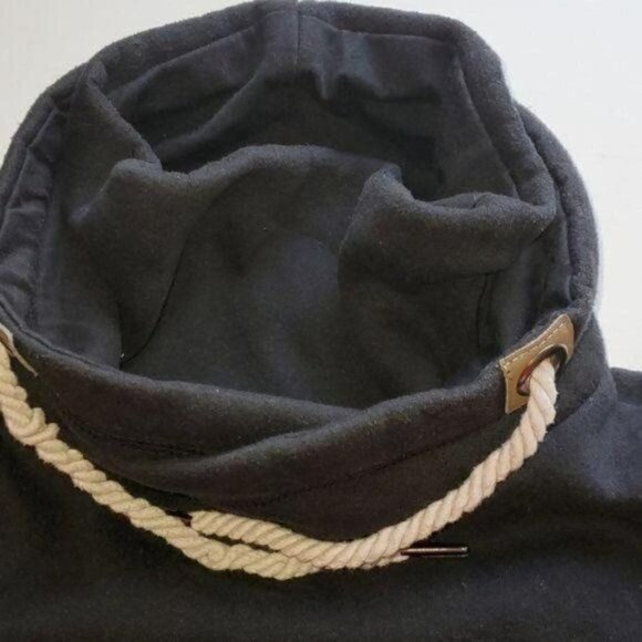 Lee Han Ton Sz. M Black Pullover Kangaroo Pockets Cinched Neck Sweatshirt - Picture 7 of 10